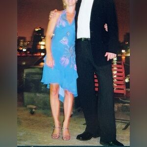 Vintage BCBG MaxAzria  blue silk halter dress size 2